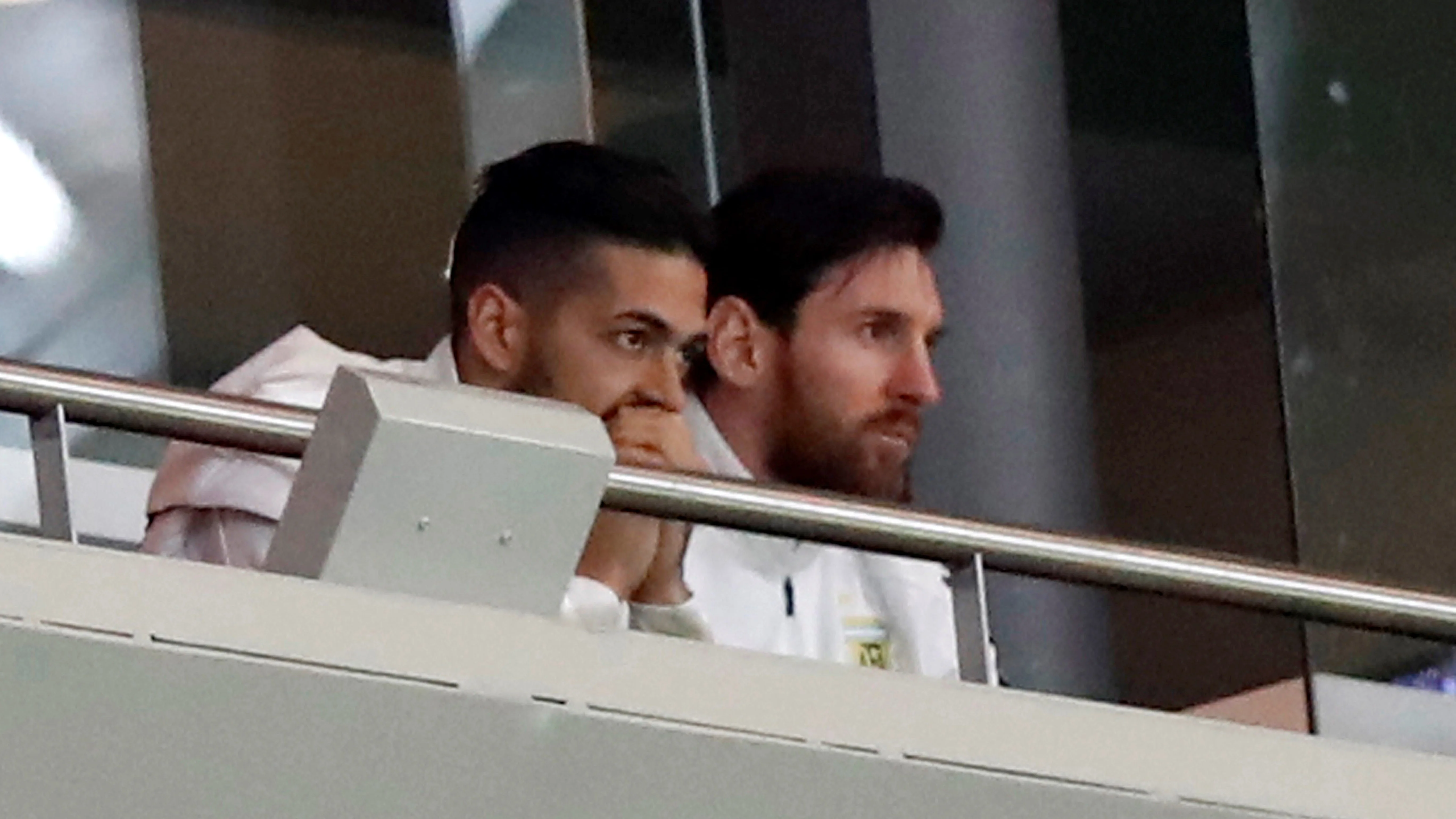 Leo Messi, en un palco del Wanda Metropolitano Leo Messi, en un palco del Wanda Metropolitano