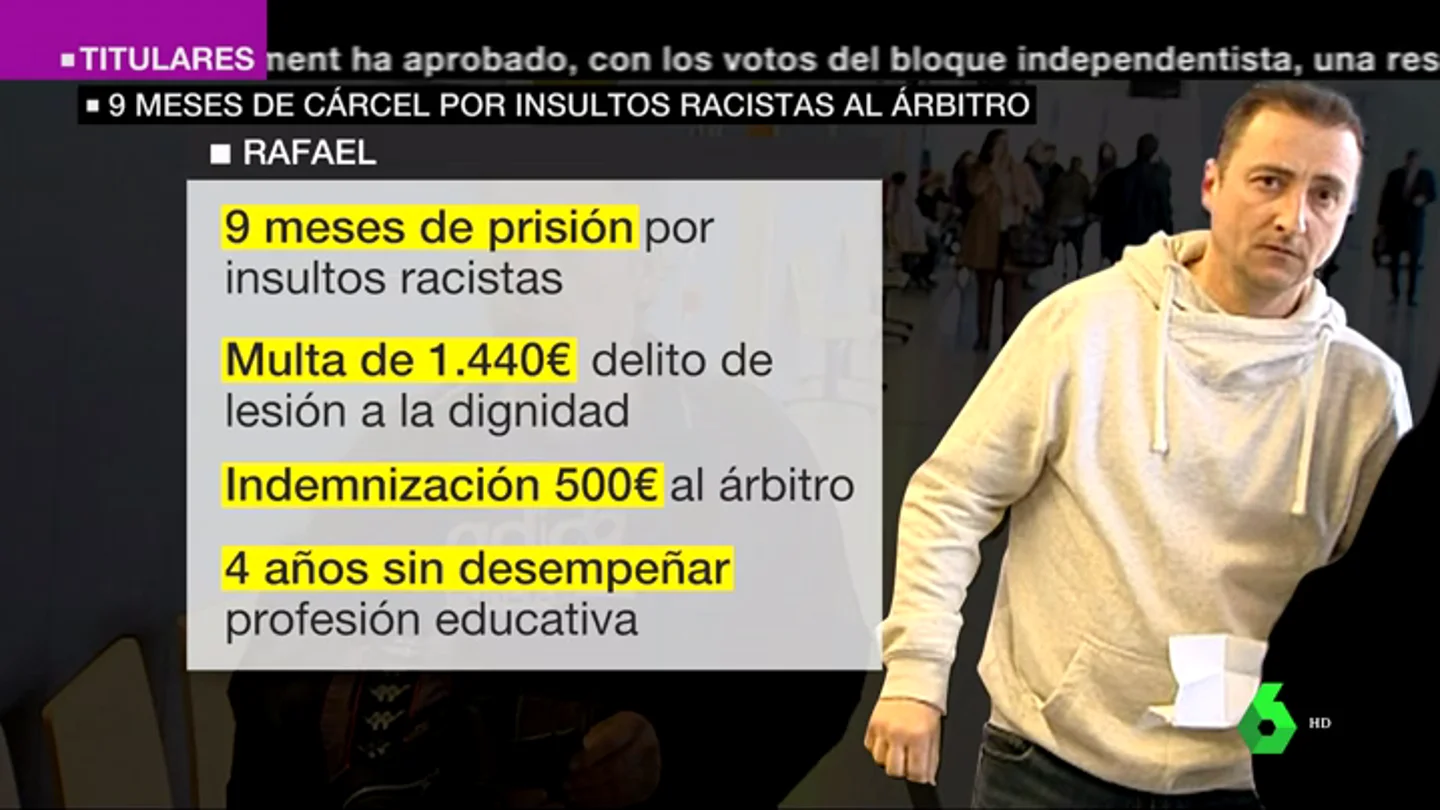 Condenan a nueve meses de cárcel a un hombre que profirió insultos racistas a un árbitro negro Condenan a nueve meses de cárcel a un hombre que profirió insultos racistas a un árbitro negro