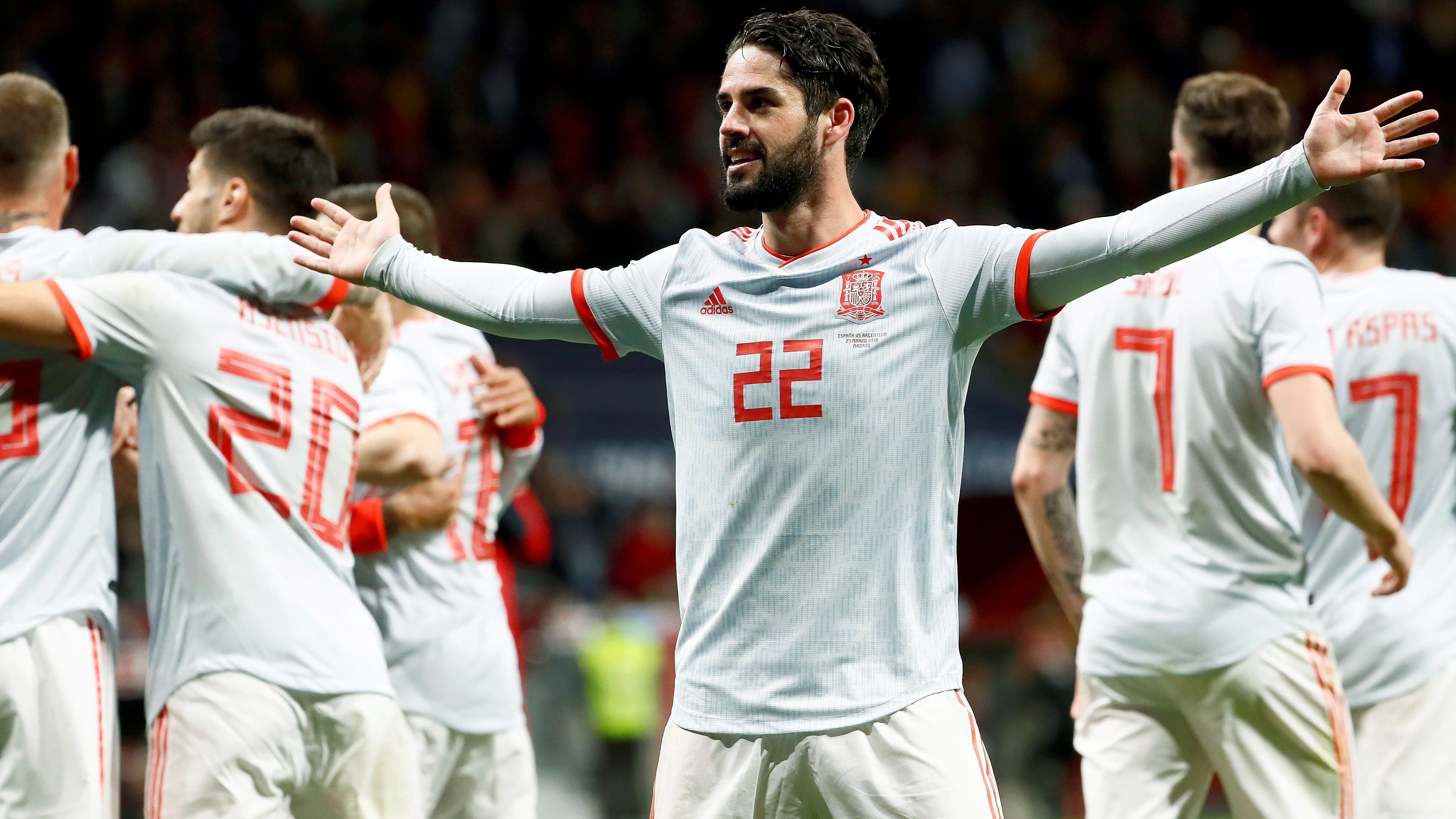 Isco Alarcón celebra un gol ante Argentina
