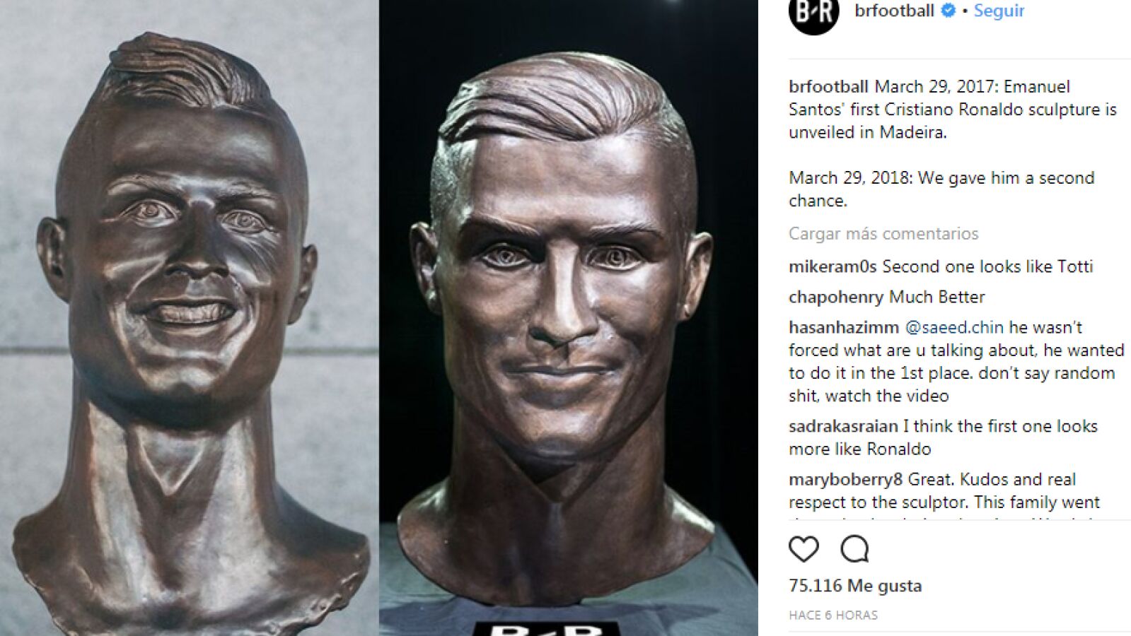 El nuevo busto de Cristiano Ronaldo
