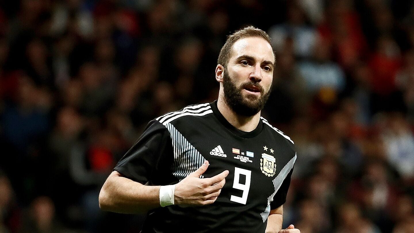 Higua&iacute;n, durante el Espa&ntilde;a - Argentina