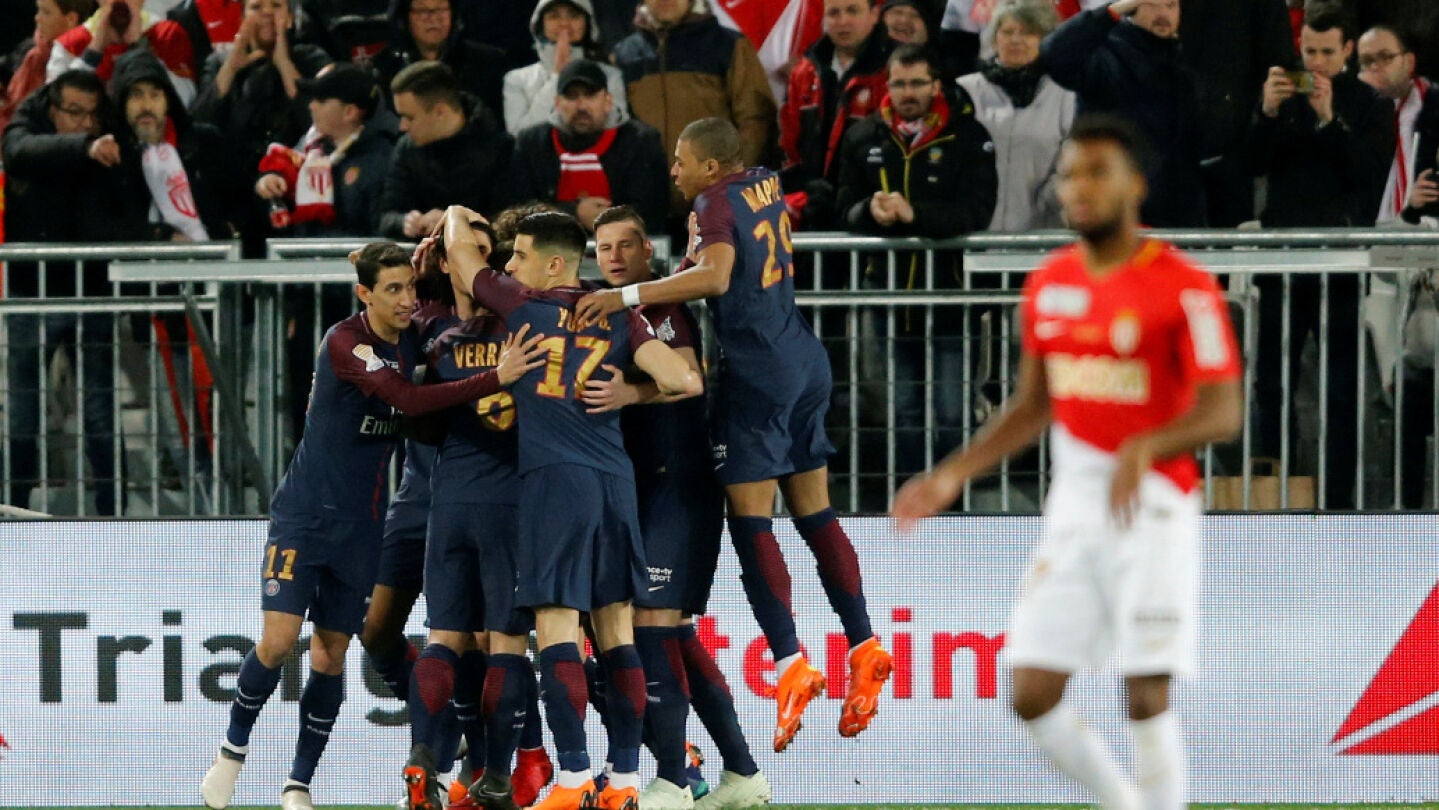 El PSG celebra un gol ante el M&oacute;naco