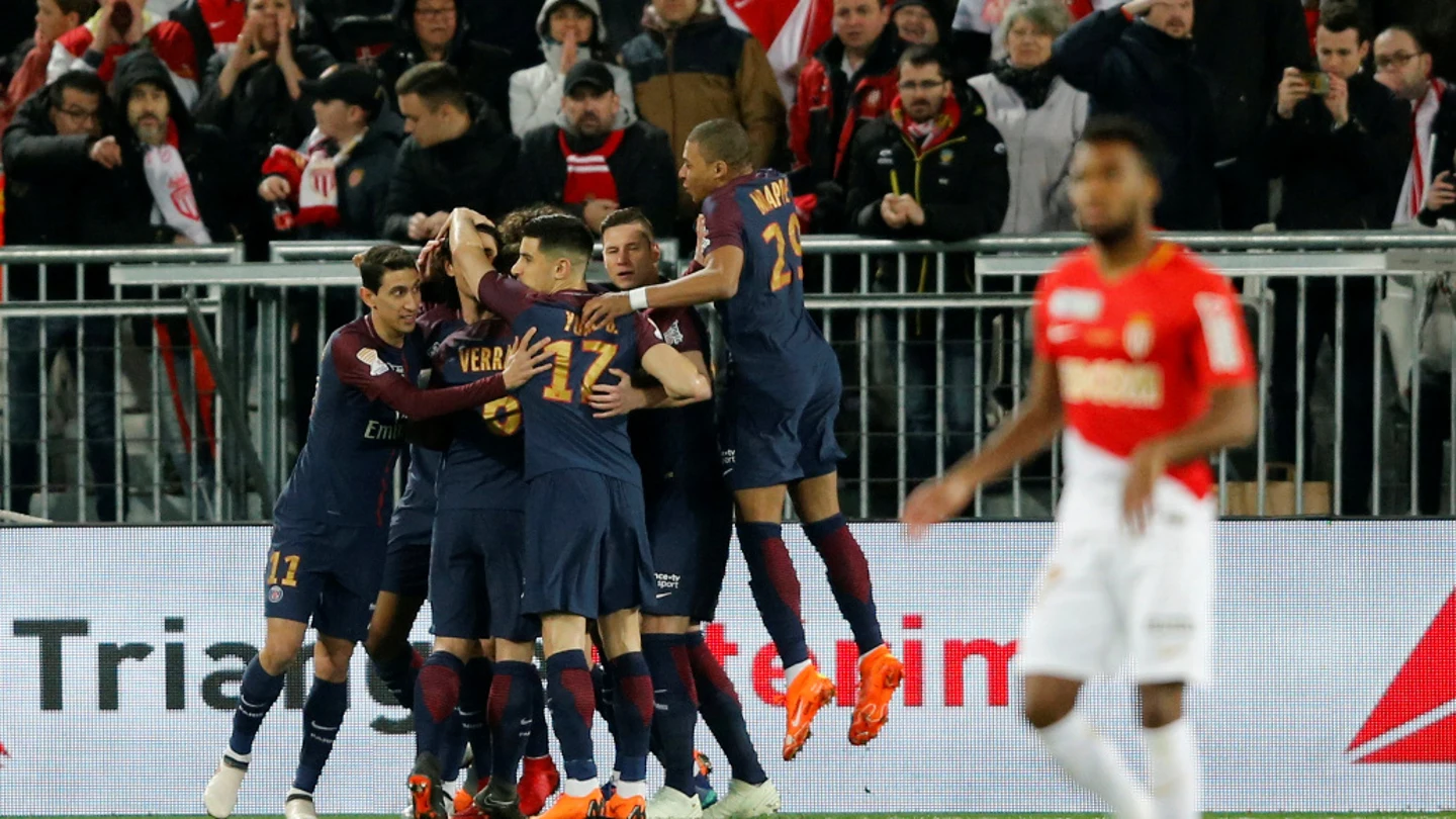 El PSG celebra un gol ante el Mónaco El PSG celebra un gol ante el Mónaco