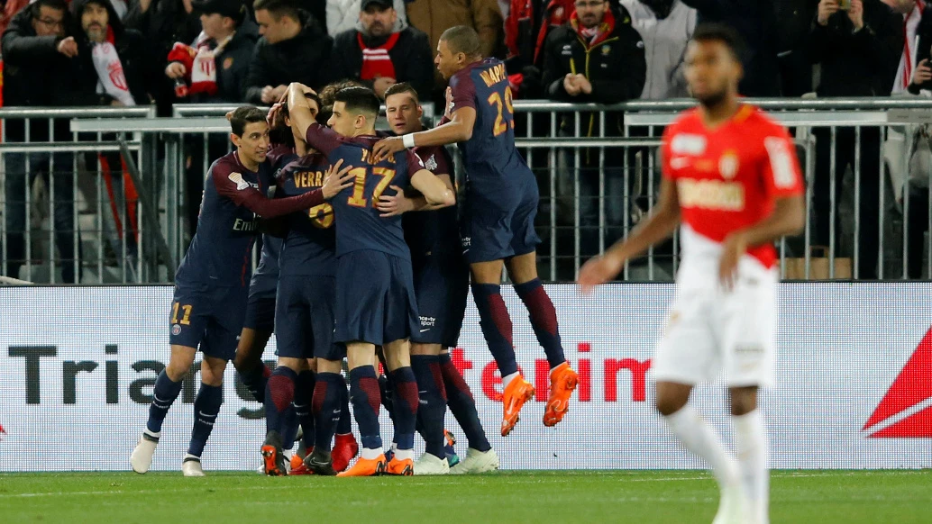 El PSG celebra un gol ante el Mónaco