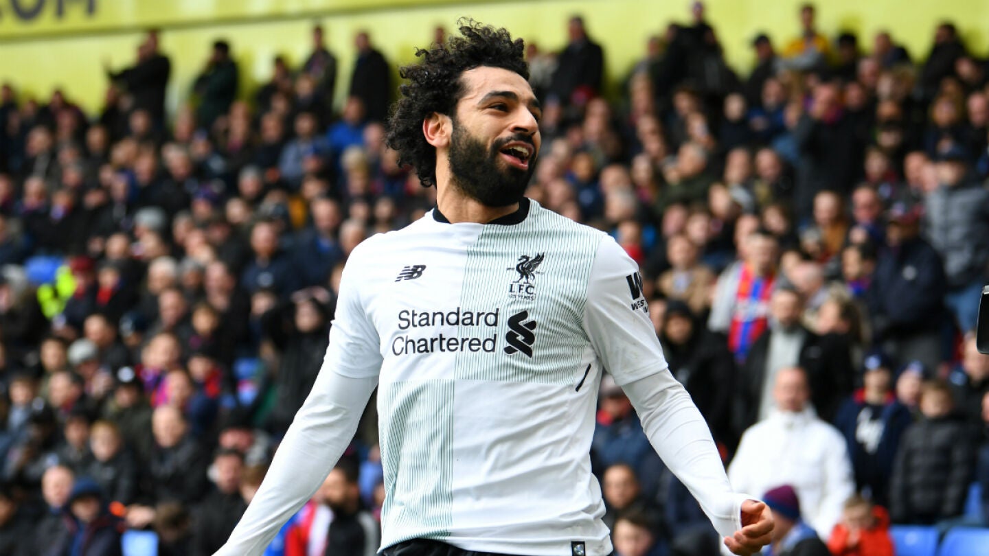 Salah celebra un gol