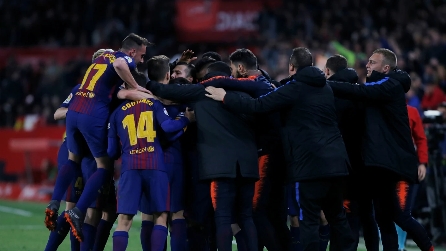 El Barcelona celebra una victoria El Barcelona celebra una victoria