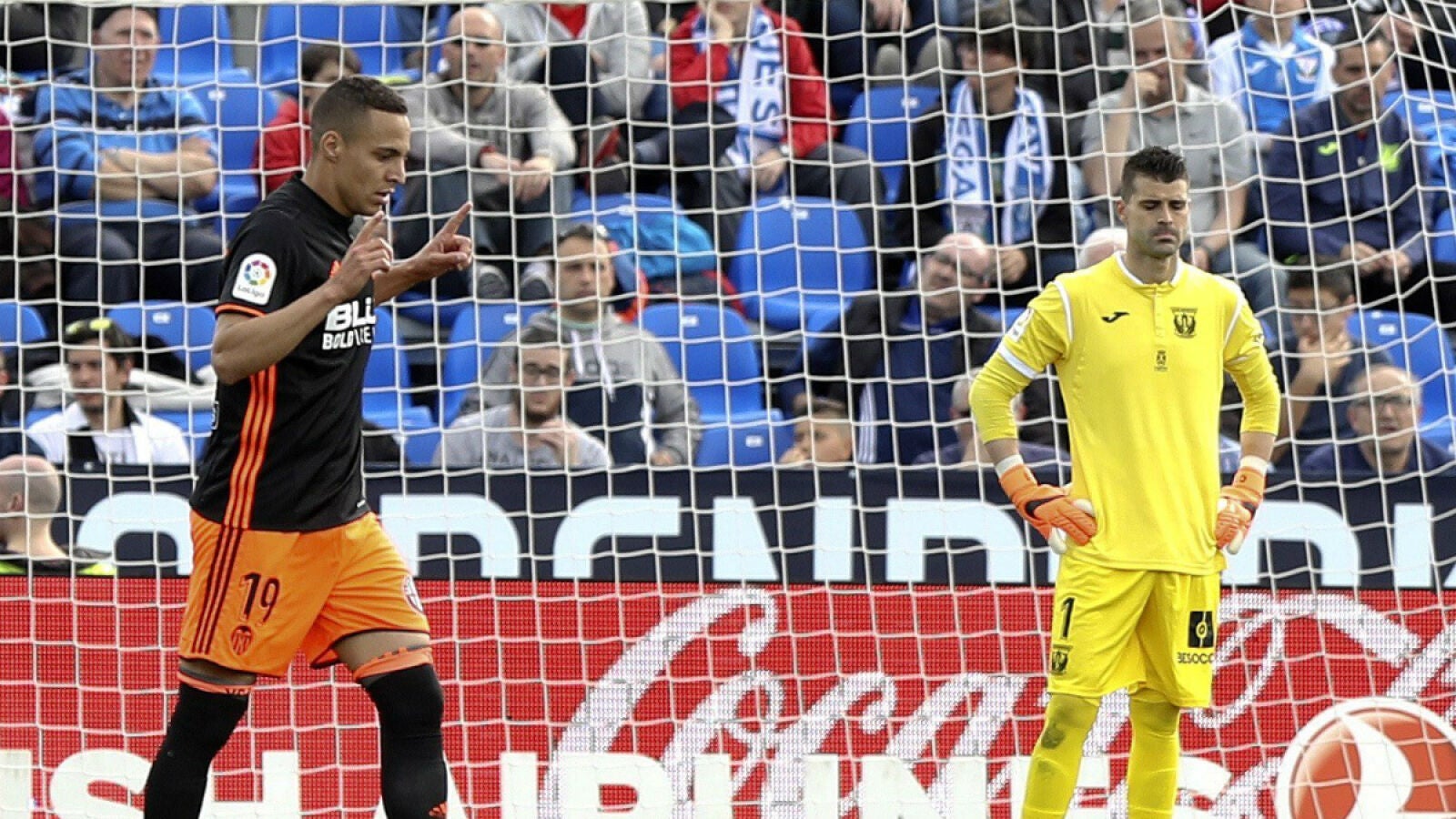 Rodrigo celebra un gol ante el Legan&eacute;s