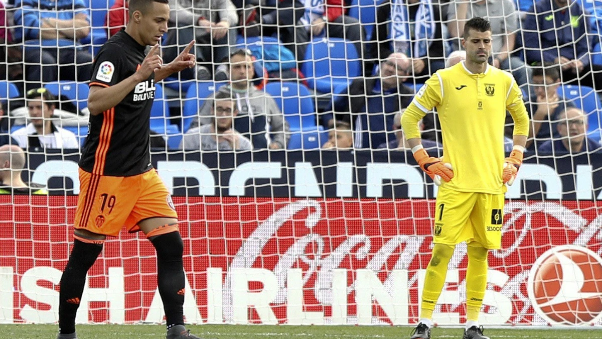 Rodrigo celebra un gol ante el Leganés