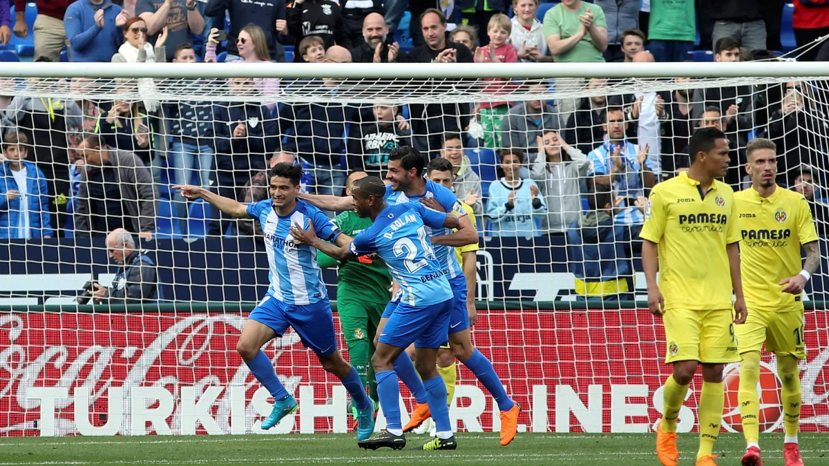 El Málaga celebra un gol ante el Villarreal