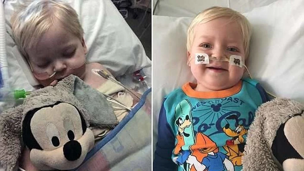El pequeño Dylan antes y después de despertar El pequeño Dylan antes y después de despertar