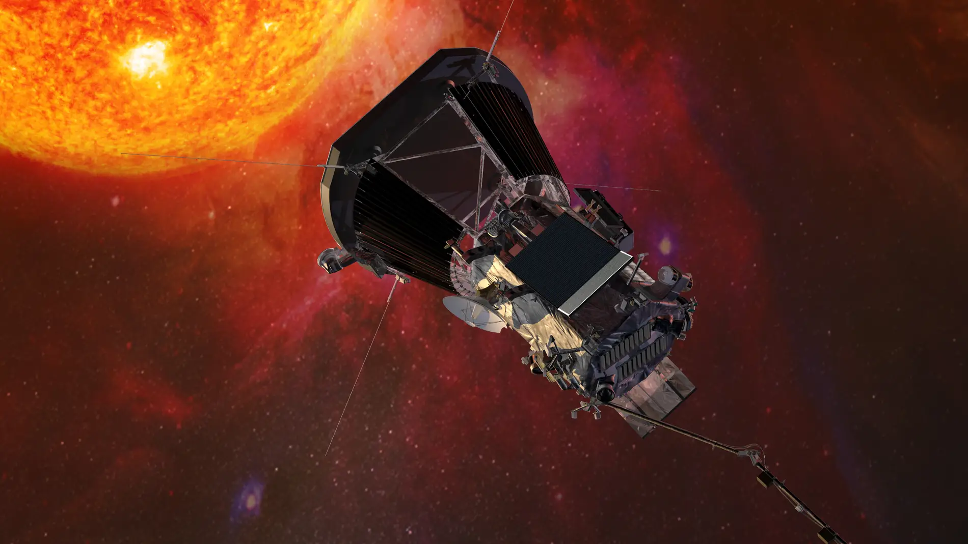 Representación artística de la sonda Parker Solar Probe 