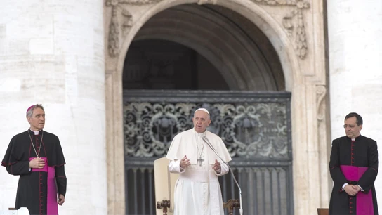 El papa Francisco en la Plaza de San Pedro en el Vaticano El papa Francisco preside la audiencia general de los miércoles en la Plaza de San Pedro en el Vaticano