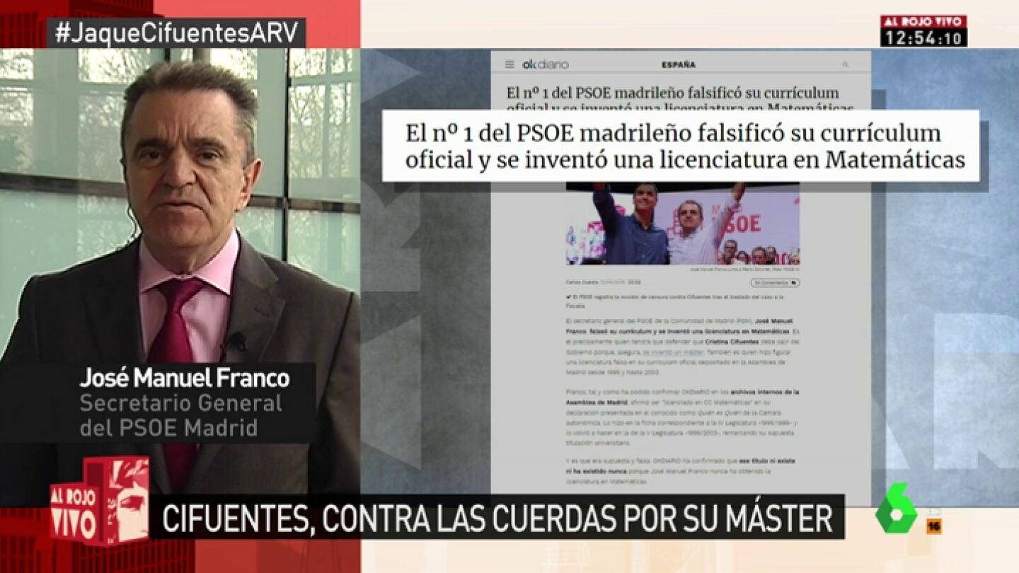 Jos&eacute; Manuel Franco, tras la pol&eacute;mica con su curr&iacute;culum: "Fue un error que se corrigi&oacute; hace m&aacute;s de 15 a&ntilde;os"