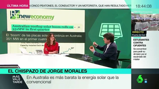 Jorge Morales explica con una manzana porqué Australia y España deberían tener la mima inversión en energía solar Jorge Morales explica con una manzana porqué Australia y España deberían tener la mima inversión en energía solar