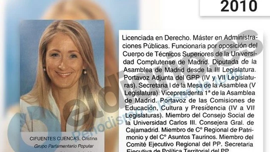 Currículum de Cifuentes en 2010 Currículum de Cifuentes en 2010
