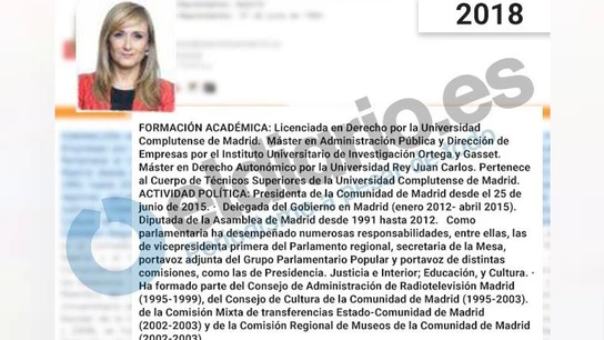 Currículum de Cifuentes en 2018 Currículum de Cifuentes en 2018