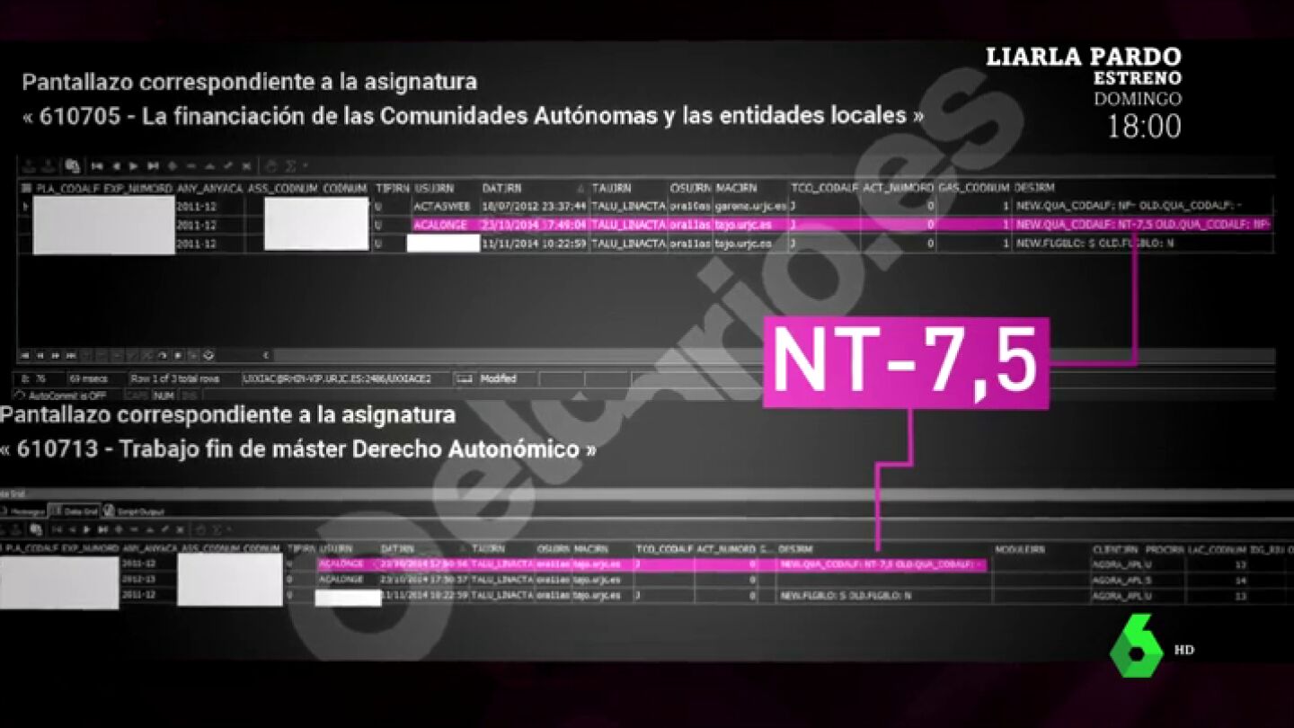 Cambio de notas de Cristina Cifuentes