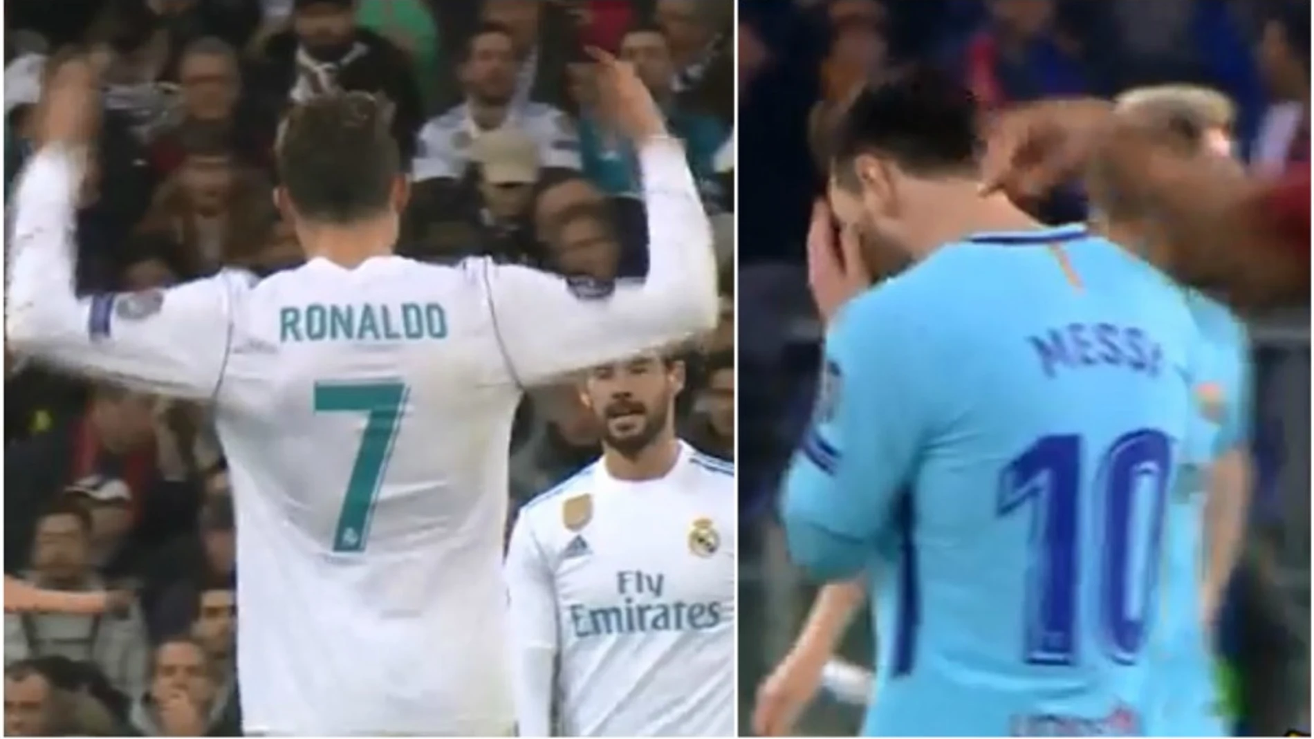 Reacciones de Cristiano y Messi al encajar goles
