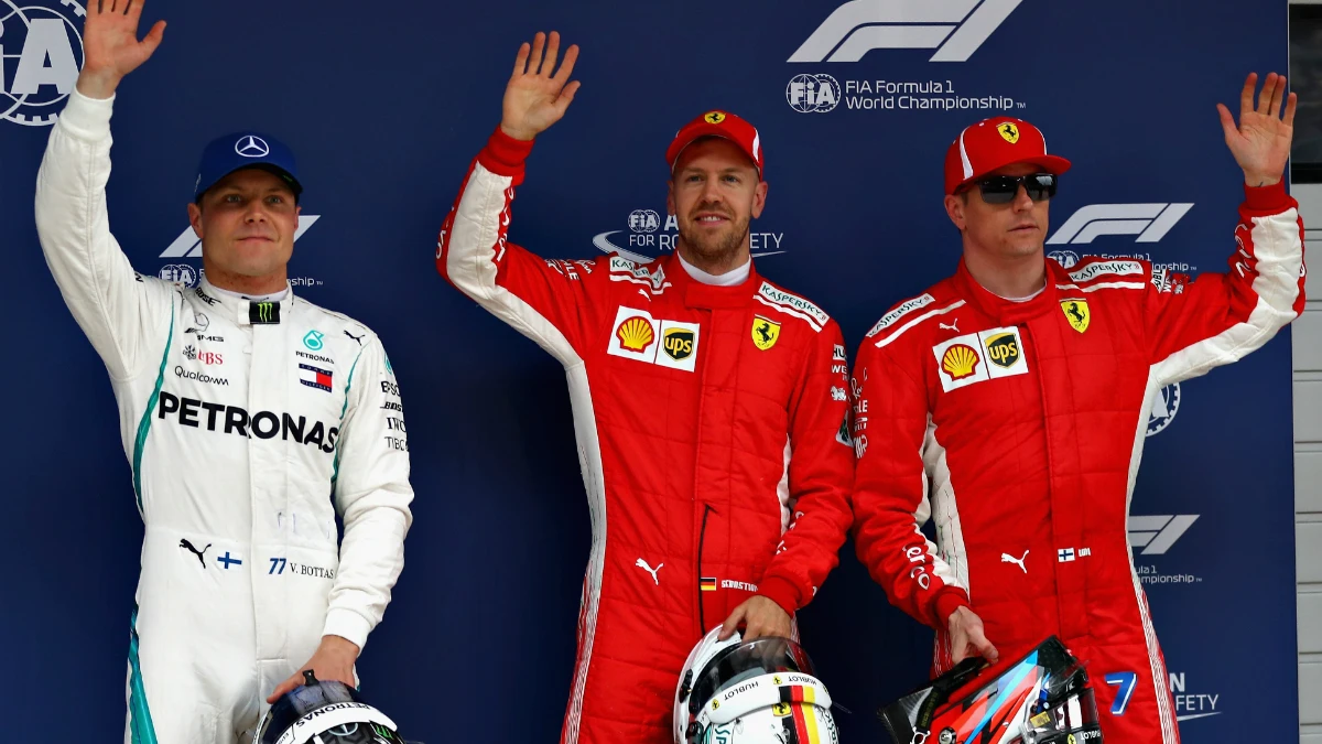 Bottas, Vettel y Raikkonen