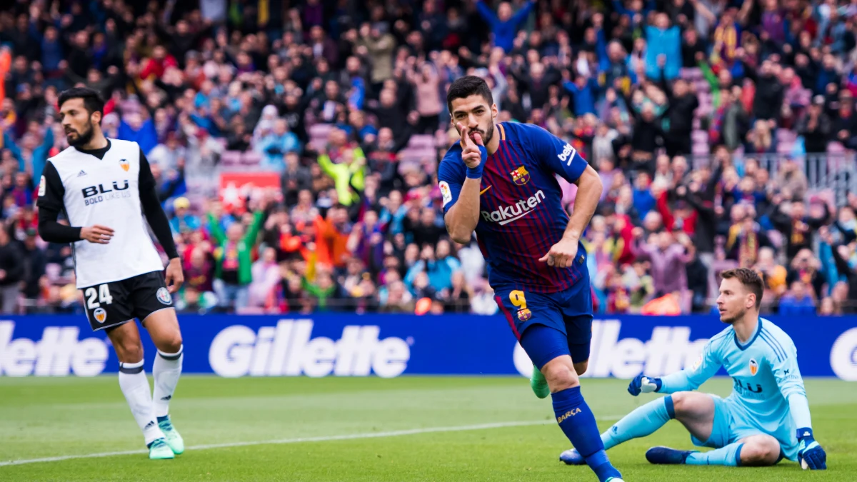 Luis Suárez celebra un gol