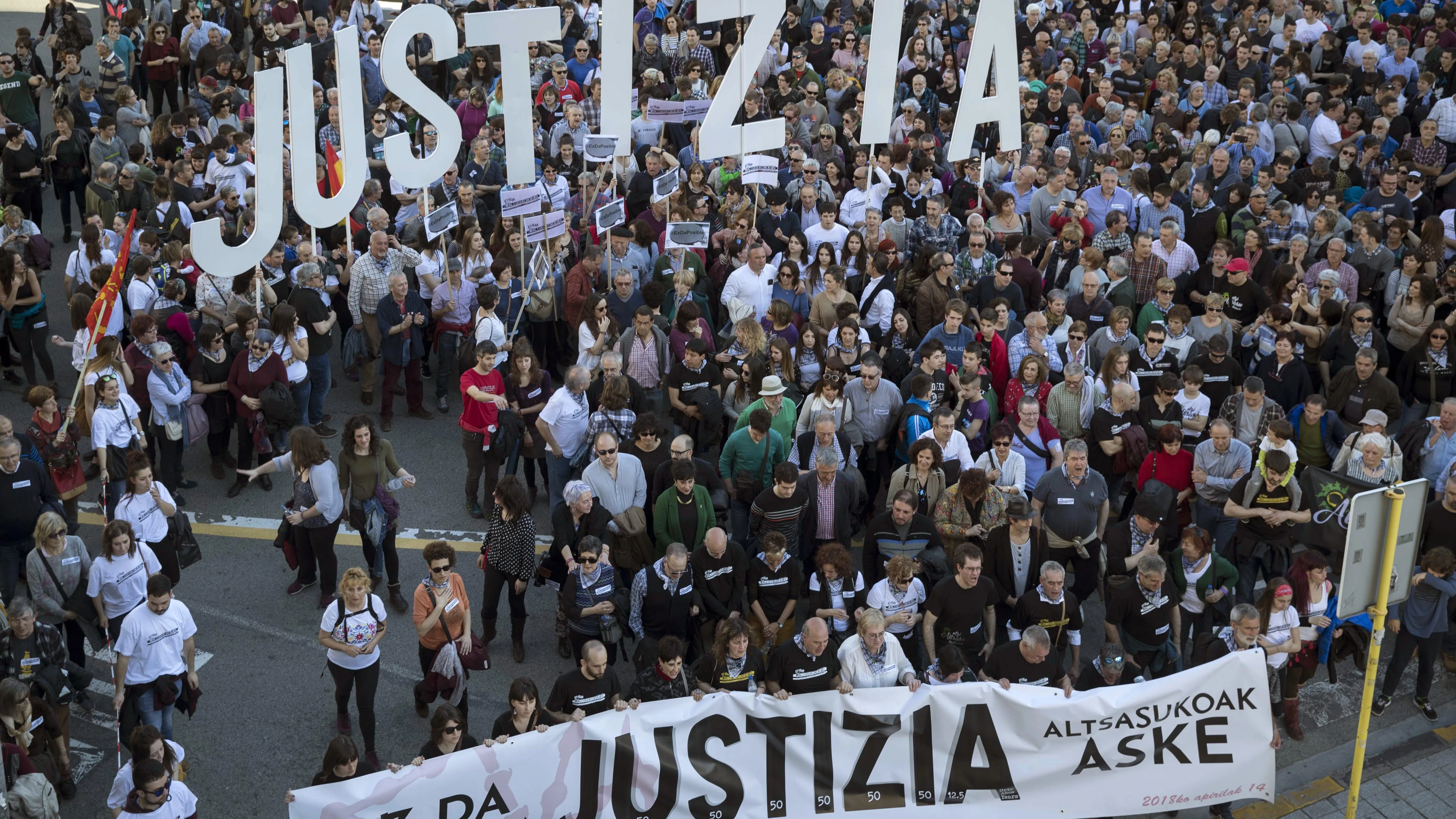 Manifestación en favor de los ocho jóvenes de Alsasua detenidos