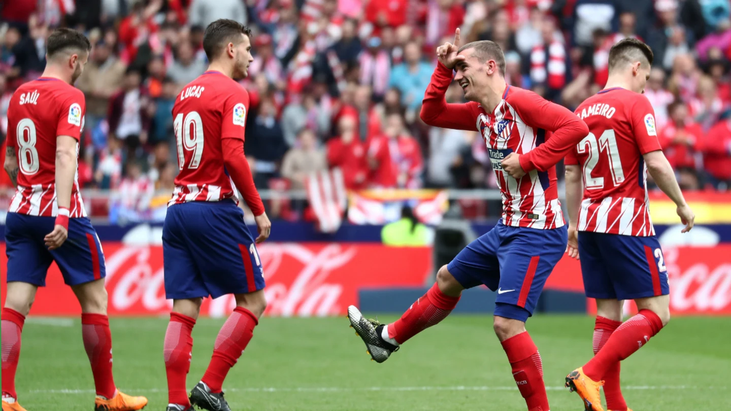 Griezmann celebra un gol con el Atlético Griezmann celebra un gol con el Atlético