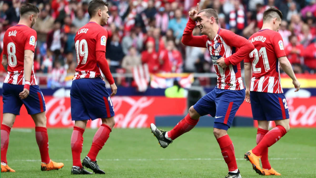 Griezmann celebra un gol con el Atlético Griezmann celebra un gol con el Atlético
