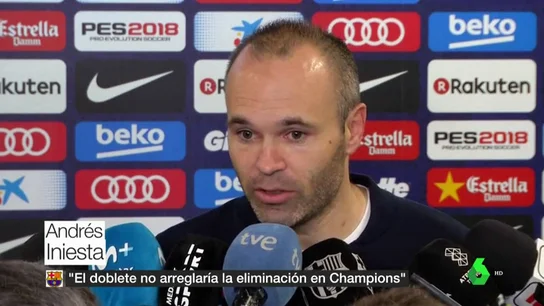 Iniesta, sobre la eliminación en Champions: "El doblete no lo arreglaría porque la decepción ha sido muy grande" Iniesta, sobre la eliminación en Champions: "El doblete no lo arreglaría porque la decepción ha sido muy grande"