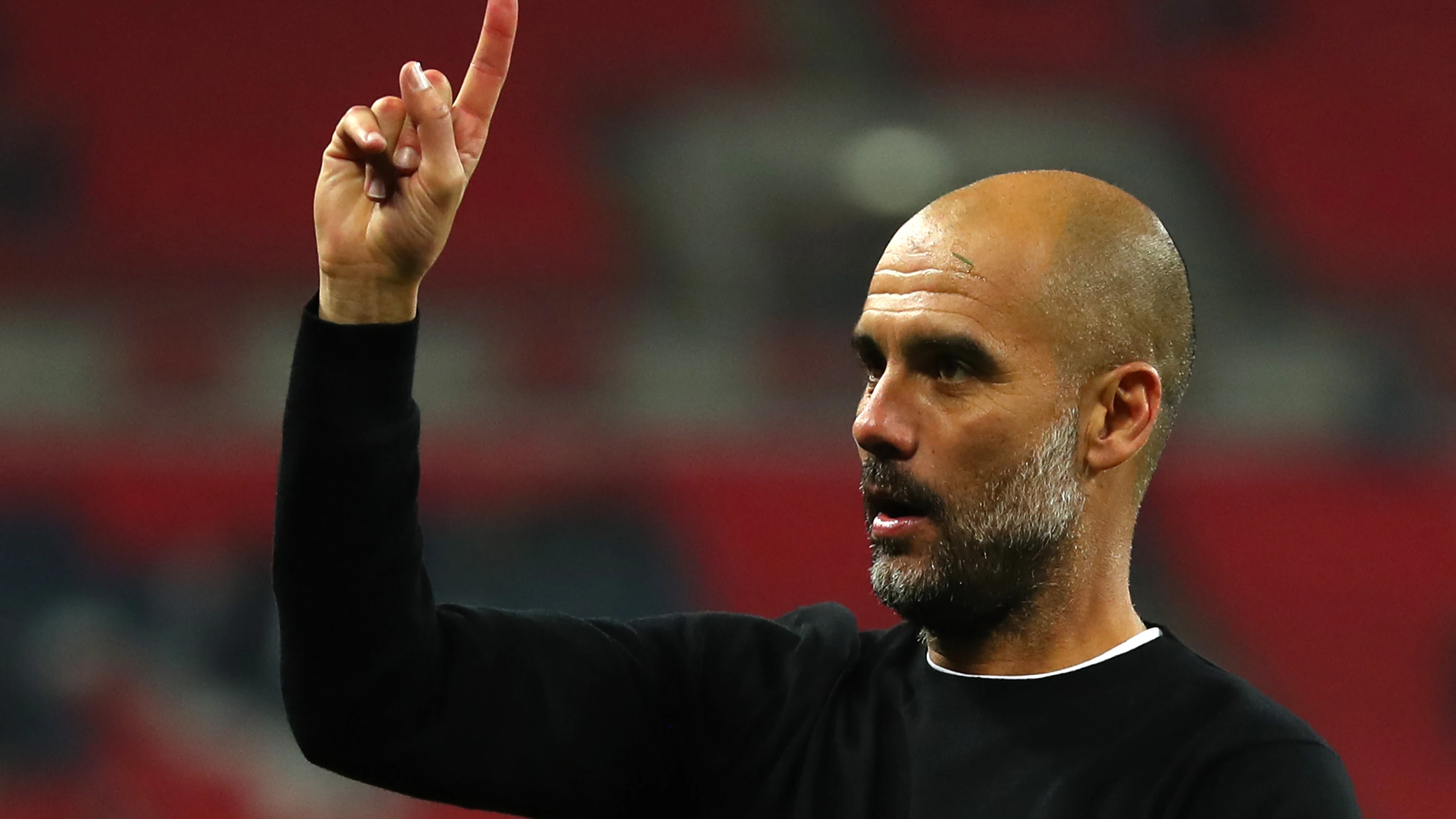 Pep Guardiola celebra el triunfo en Wembley ante el Tottenham