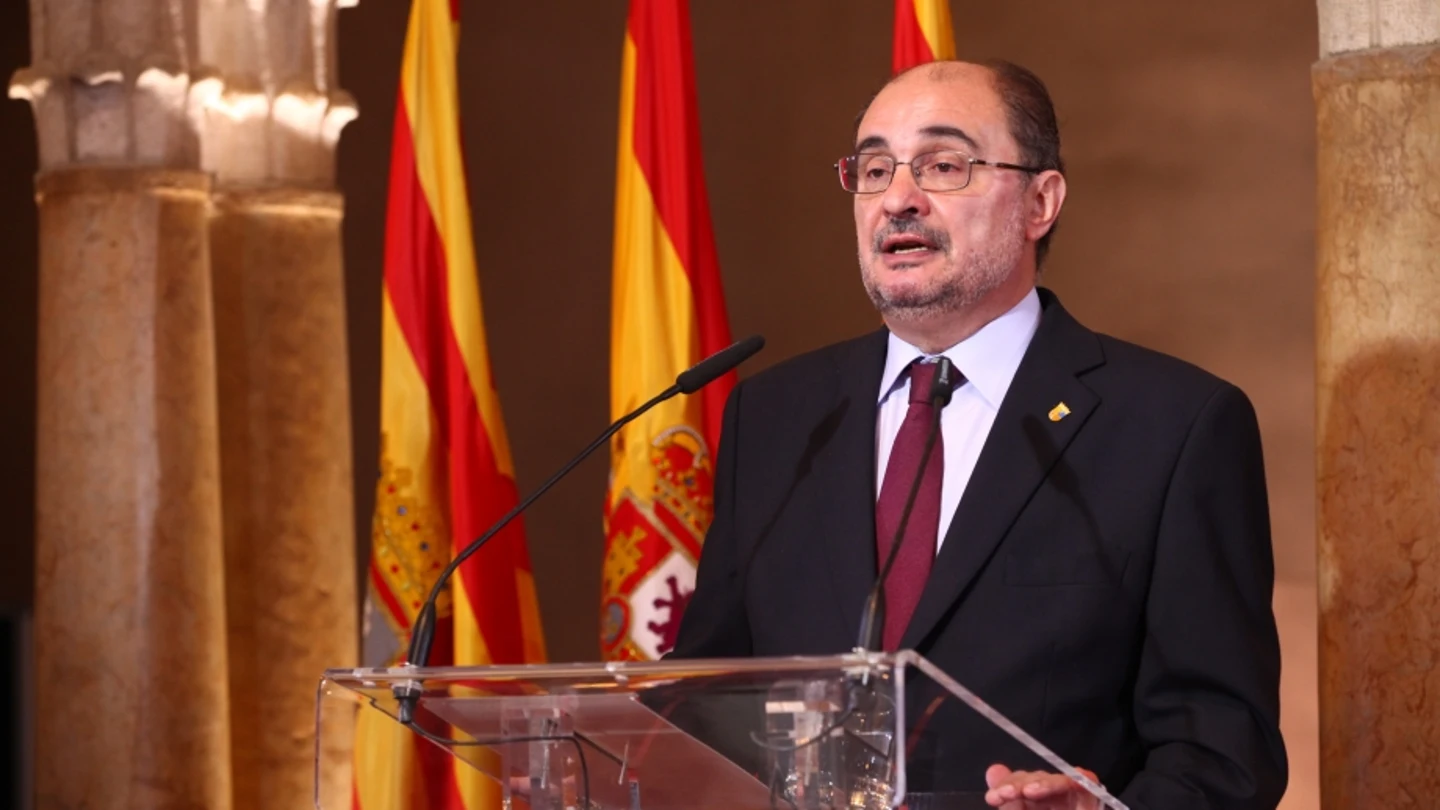 El presidente Javier Lambán en su intervención en las Cortes El presidente Javier Lambán en su intervención en las Cortes