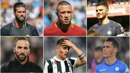 Los jugadores se pintan la cara contra la violencia de género Los jugadores se pintan la cara contra la violencia de género