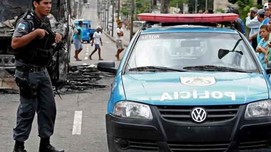 Imagen de archivo de un agente de Policía en Brasil Imagen de archivo de un agente de Policía en Brasil