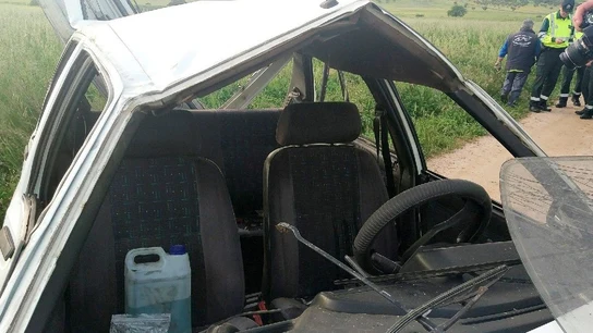 Imagen del interior del vehículo siniestrado en Villar del Rey Imagen del interior del vehículo siniestrado en Villar del Rey