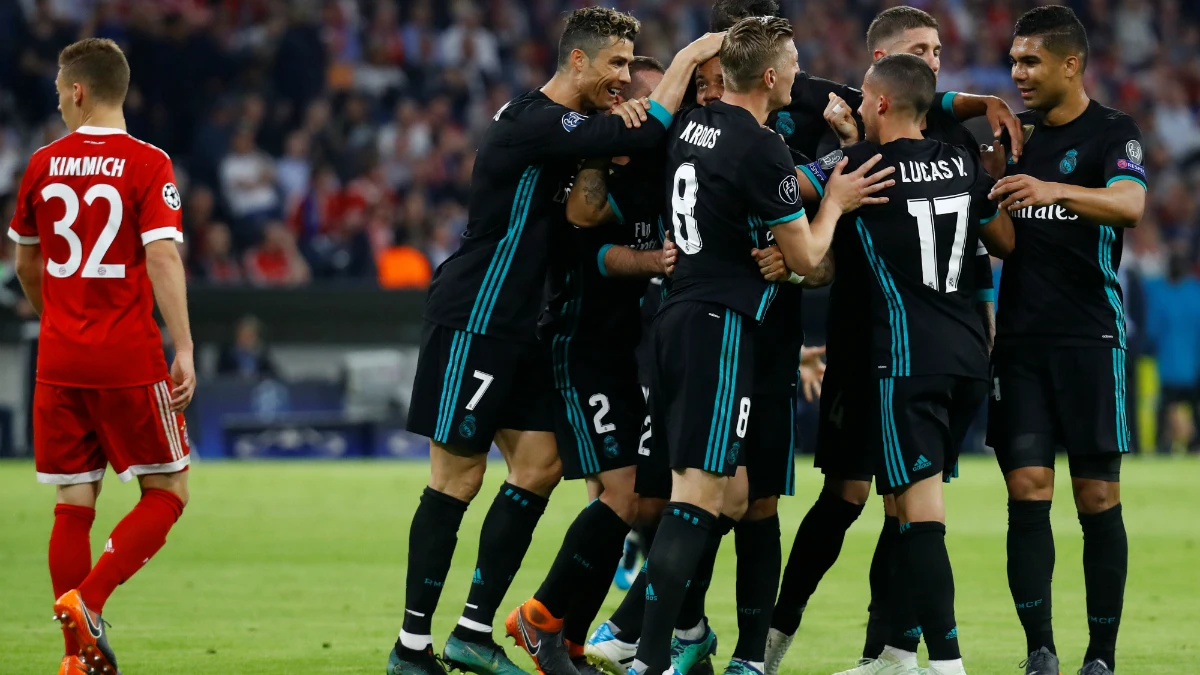 El Real Madrid celebra un gol ante el Bayern