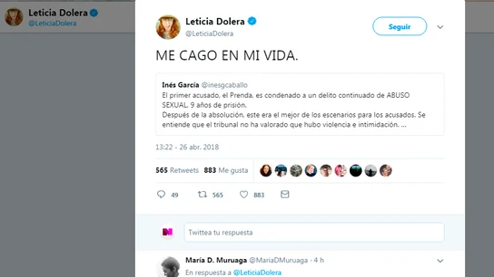 Leticia Dolera tras conocer la sentencia a 'La Manada' Leticia Dolera tras conocer la sentencia a 'La Manada'