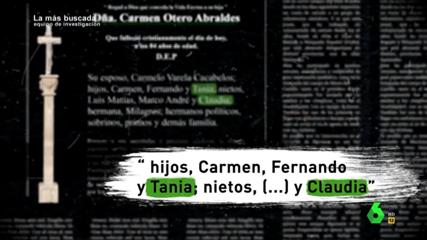 Esquela de la madre de Tania Varela con el nombre de su nieta Esquela de la madre de Tania Varela con el nombre de su nieta
