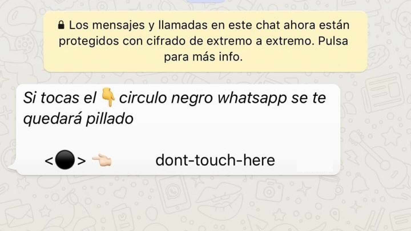 La broma del c&iacute;rculo negro que circula por WhatsApp