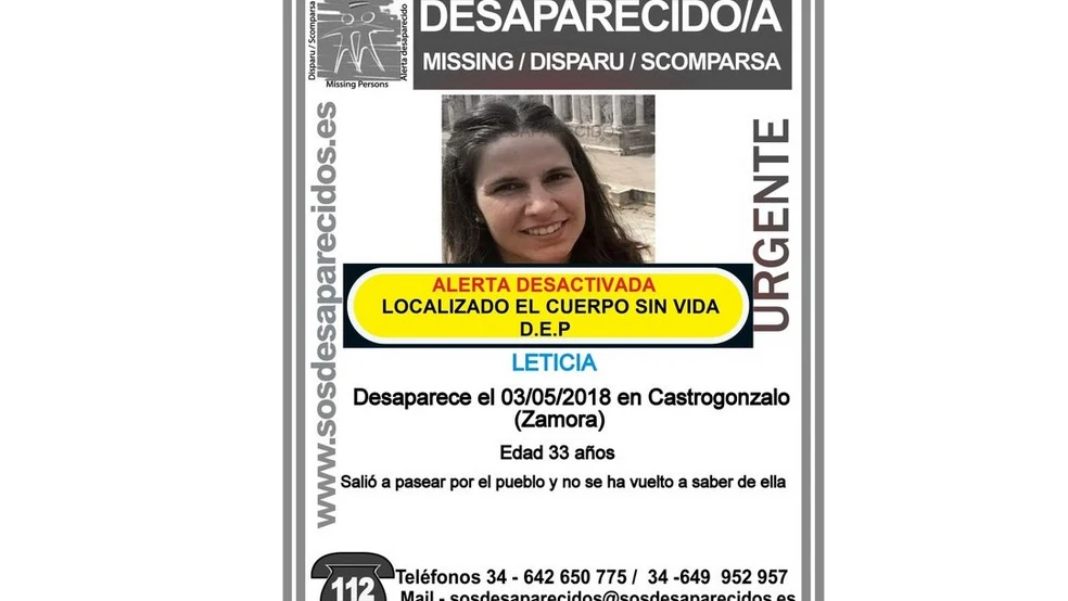  Îmagen de búsqueda de la joven desaparecida en Castrogonzalo, Zamora