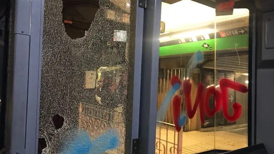 Parte frontal de vagón tras los altercados Parte frontal de vagón tras los altercados