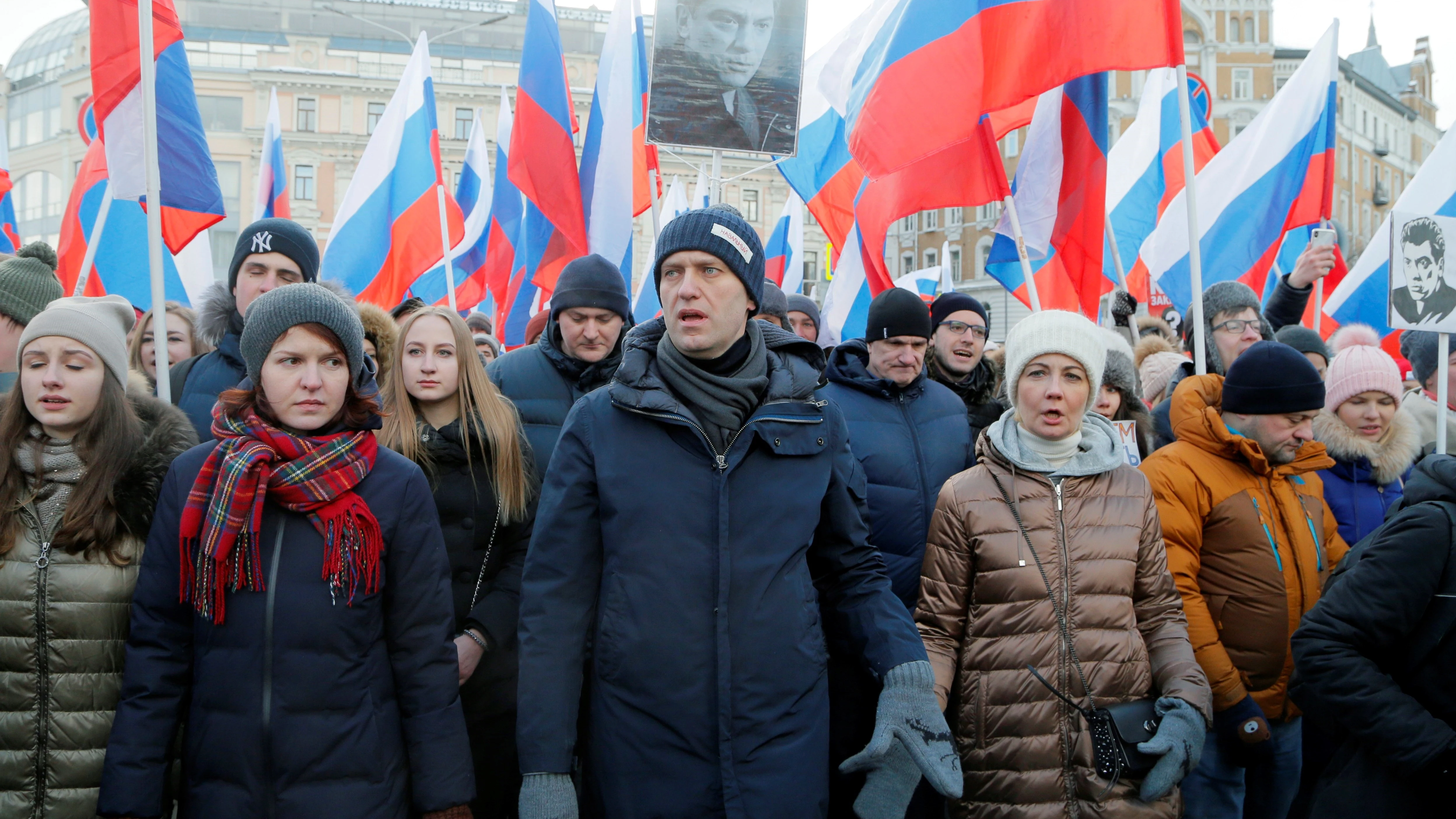 El líder ruso de la oposición Alexei Navalny durante una manifestación en Moscú