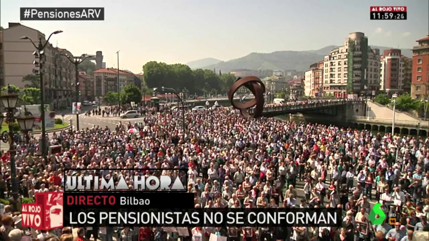 Los pensionistas vuelven a tomar Bilbao para pedir una pensi&oacute;n m&iacute;nima de 1.080 euros y que su subida con el IPC sea definitiva
