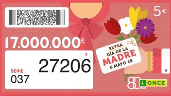Cupón ganador del Extra de la ONCE del Día de la Madre de 2018 Cupón ganador del Extra de la ONCE del Día de la Madre de 2018