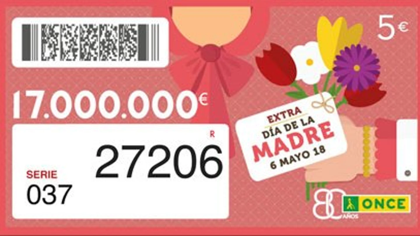 Cupón ganador del Extra de la ONCE del Día de la Madre de 2018 Cupón ganador del Extra de la ONCE del Día de la Madre de 2018