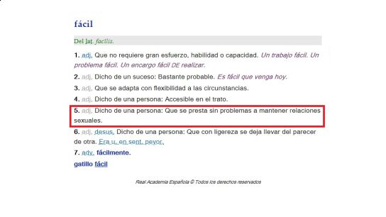Definici&oacute;n de la palabra 'f&aacute;cil' en el diccionario de la RAE