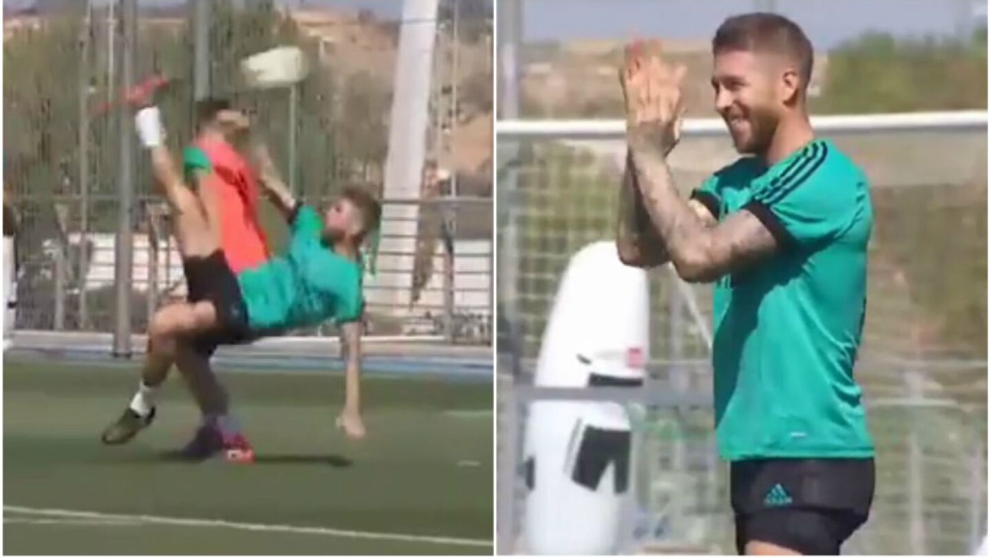 Ramos aplaude tras el parad&oacute;n de Keylor a su chilena