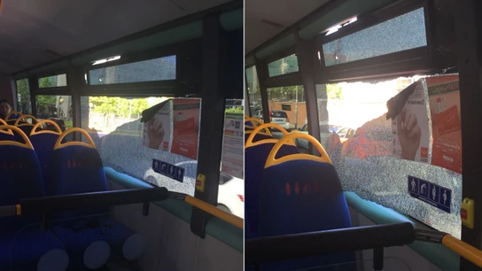 Imagen del autobús tiroteado en San Sebastián de los Reyes Imagen del autobús tiroteado en San Sebastián de los Reyes