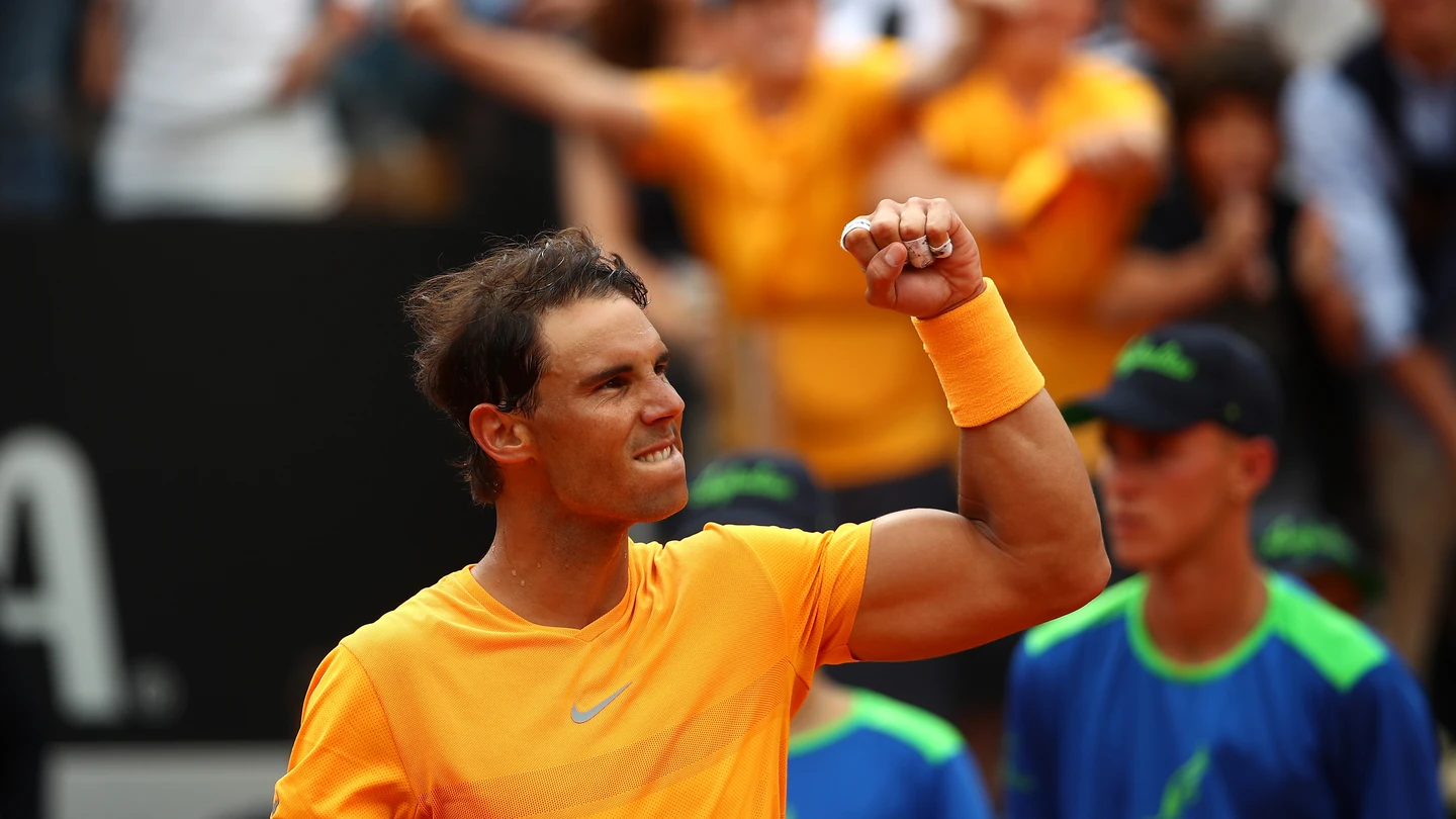 Nadal celebra su triunfo sobre Shapovalov Nadal celebra su triunfo sobre Shapovalov