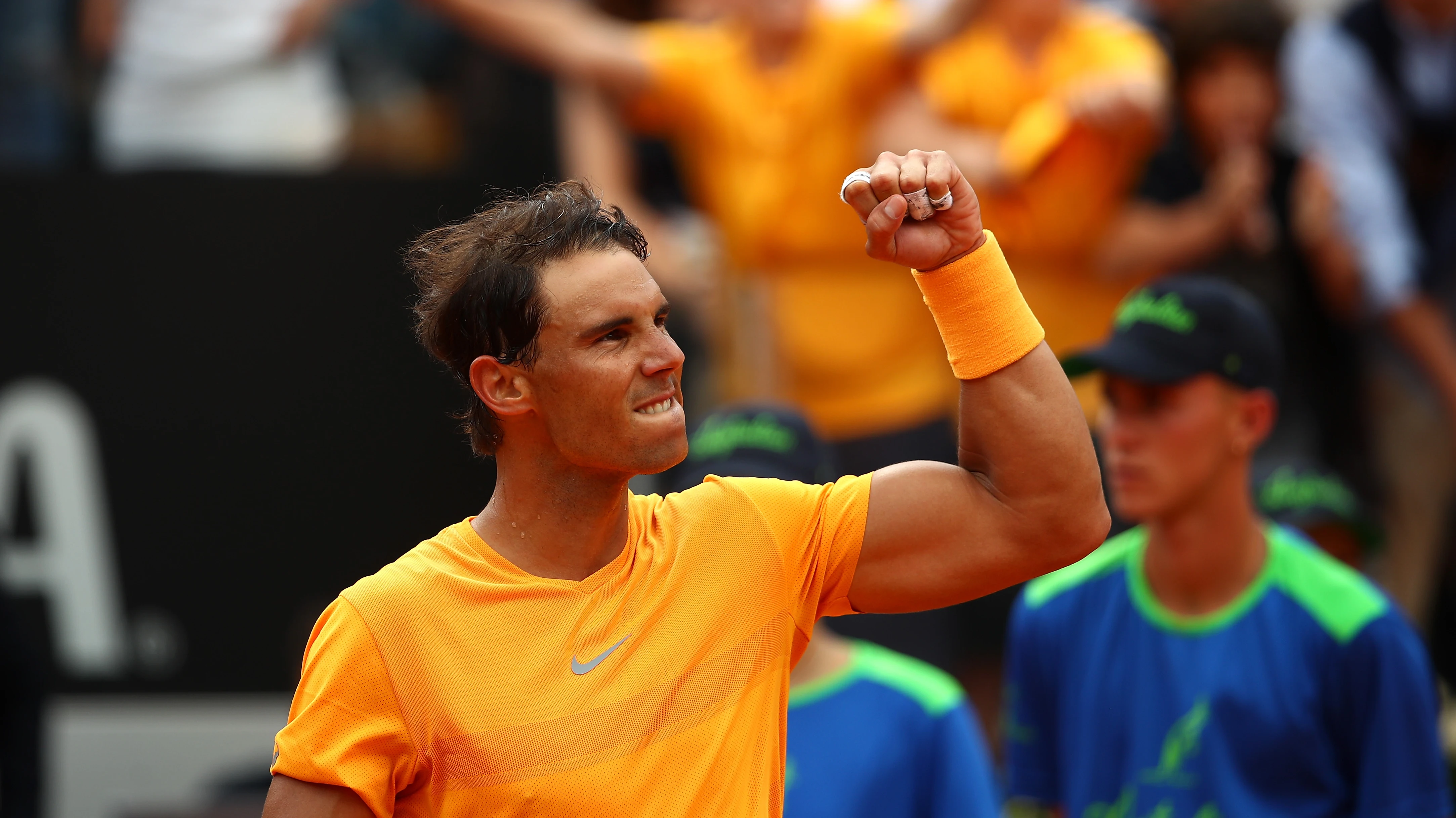 Nadal celebra su triunfo sobre Shapovalov