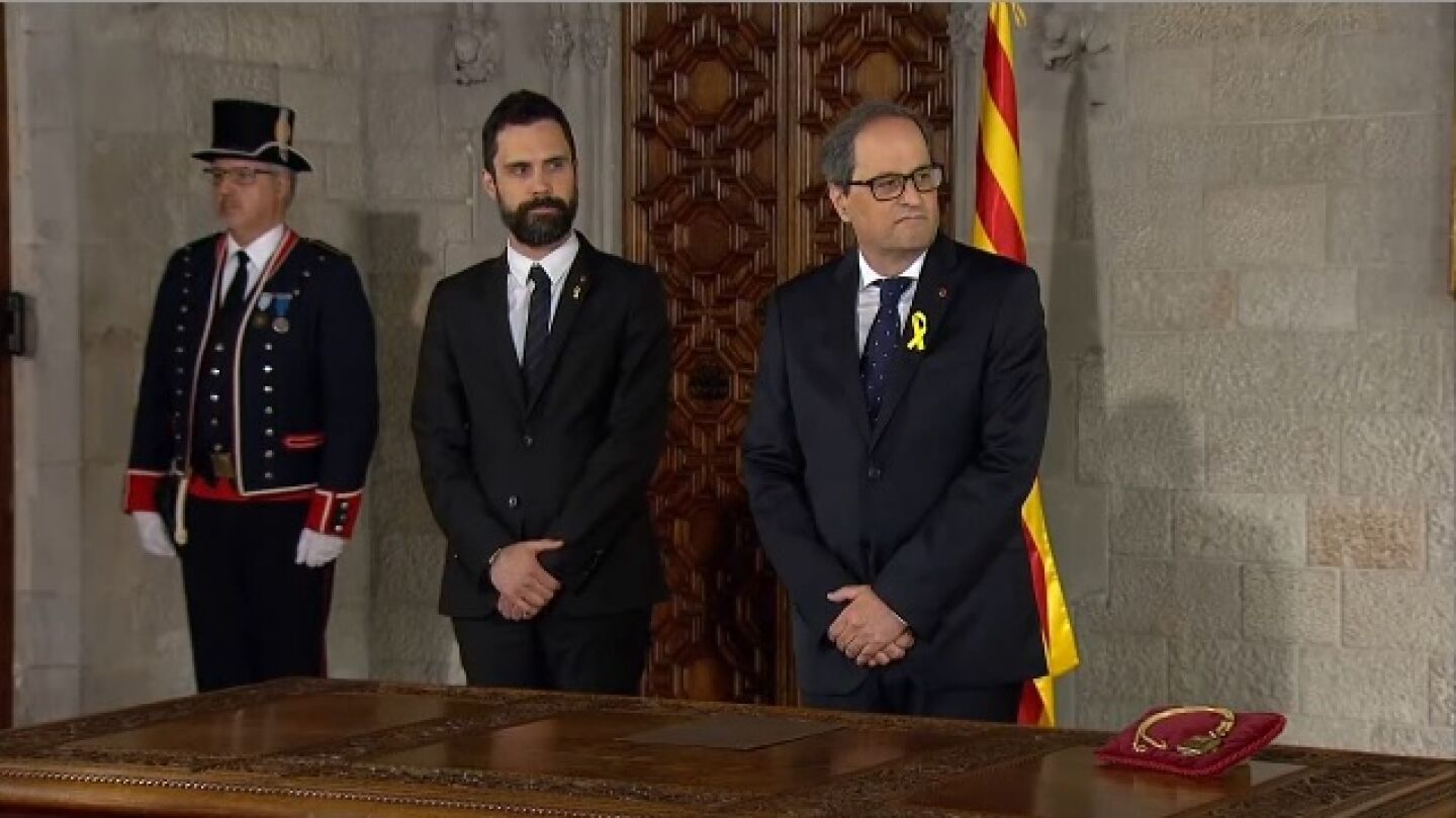 Quim Torra y Roger Torrent en el acto de toma de posesi&oacute;n