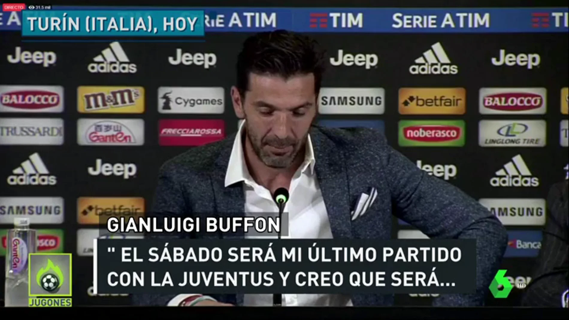 Buffon: "El del sábado será mi último partido con la Juventus"